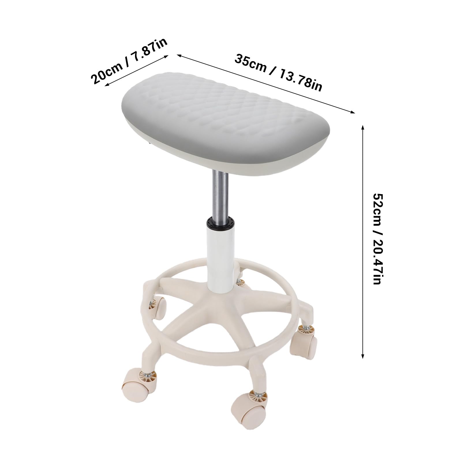 Luocute Höhenverstellbarer Rollhocker mit Fußstütze, um 360 Grad Drehbarer Salonhocker mit 5 Glatten Rollen und Wasserdichtem PU-Leder für Maniküre, Pediküre und Nagelstudio