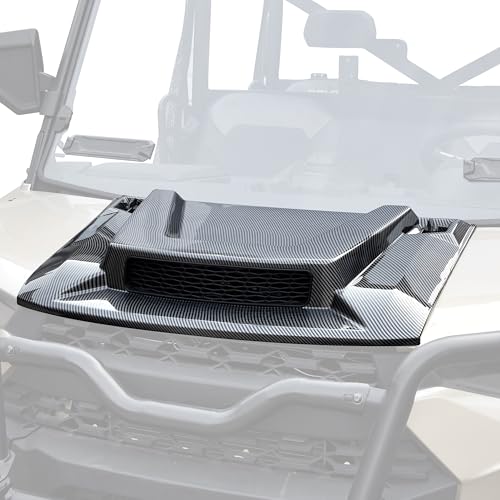 SAUTVS Sport Hood Scoop Kit for Polaris Ranger XP 1000/ Crew XP 1000 18-24, Carbon Fiber Pattern Turbo Hood Scoop with Mesh Grill for Polaris Ranger XP 1000/ Ranger 1000 XP Crew 2018-2024 Accessories