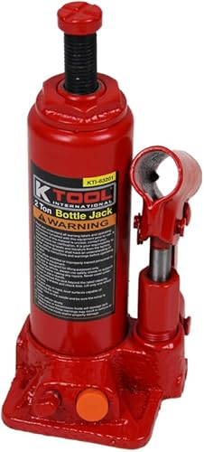 Miniatura 2 de K Tool International 63201 Gato hidráulico de botella de 2 toneladas para garajes, talleres de reparación y bricolaje, capacidad de 4,000 libras,