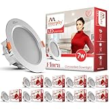 Murphy Polycarbonate Flora 7W LED Down Light, Cool White Light, Round, Pack of 10, Recessed Ceiling LED Light, Suited for 3 inch Junction Box (2 Years Warranty)