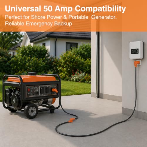 Image of Nilight 50FT 50 Amp RV Extension Cord with Adapter 6 /3+8 /1 Gauge