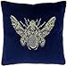 Riva Paoletti Cerana poszewka na poduszkę królewski niebieski super miękka aksamitna tkanina haftowana wzór pszczół złote rurowe krawędzie 100% poliester 50 x 50 cm (20 x 20 cali)
