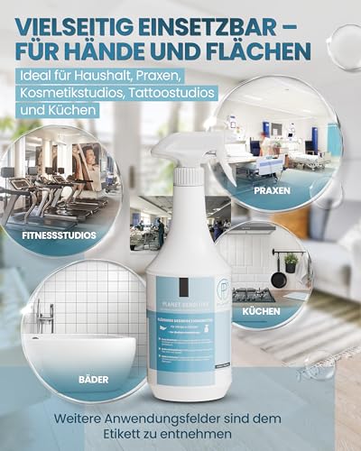 Planet Sensitive® - 5L alkoholfreies Desinfektionsmittel für Flächen, Oberflächen, Hände & Haut | Wirksam gegen Bakterien, Viren, Pilze, Sporen, Schimmel & entfernt Gerüche | Basisch | Kanister