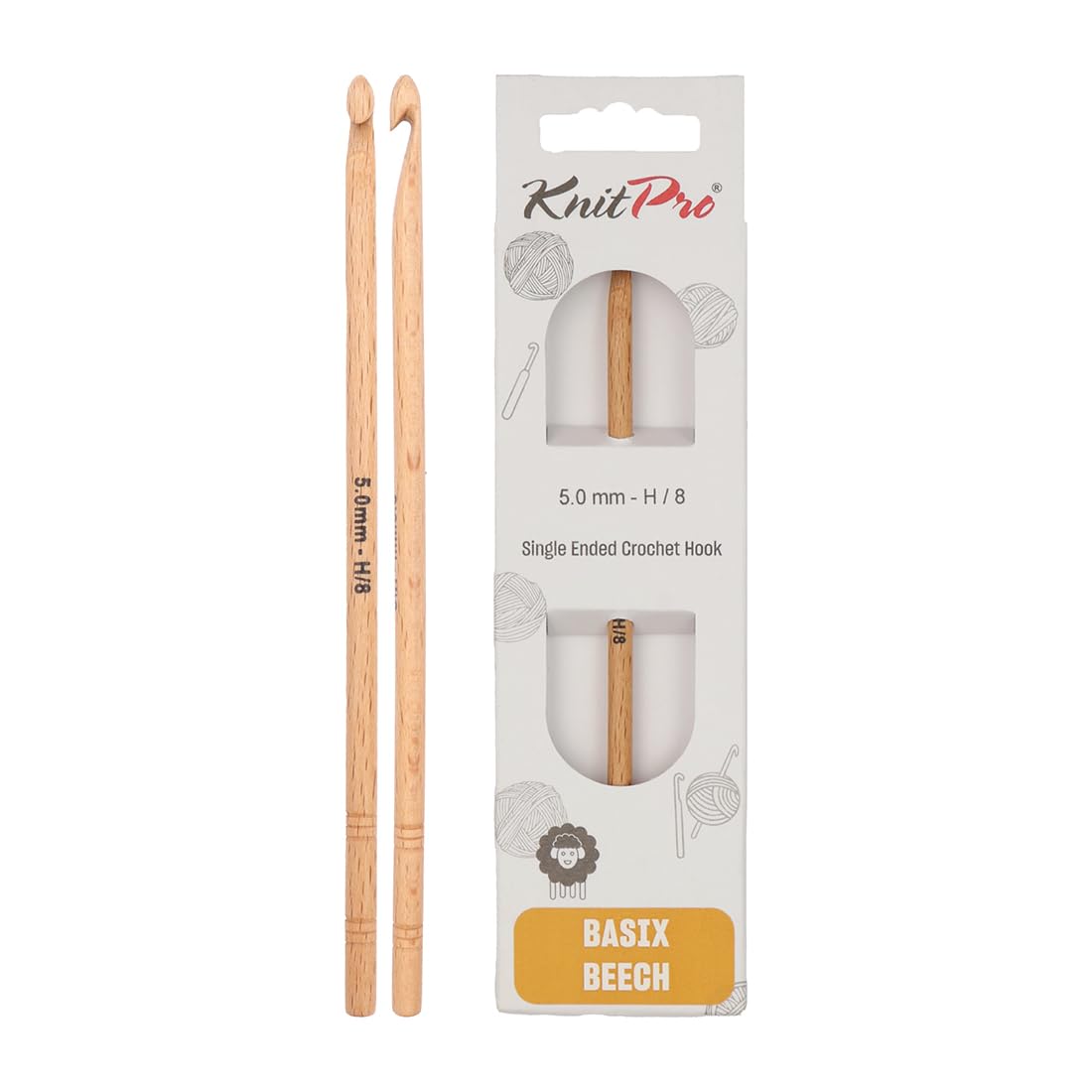 KnitPro Basix Beech Single Ended Crochet Hook | 5.00mm