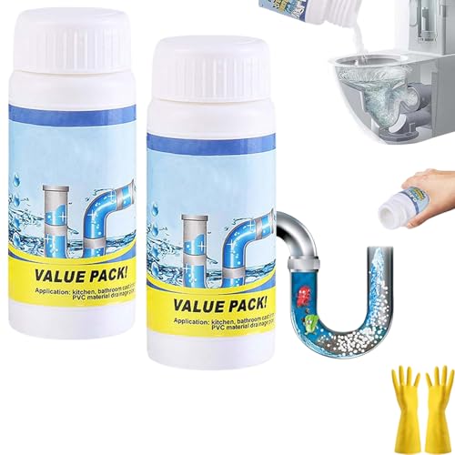 Drainelix Espuma, Drainelix Desatascador,Elimina Eficazmente Pelo Grasa, Jabón y Restos de Comida para Fregaderos Duchas Inodoros y Tuberías (2 Botella)