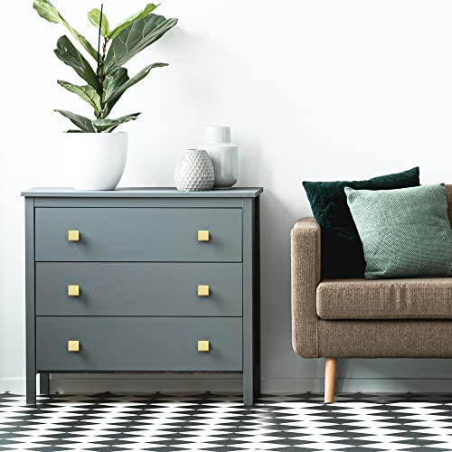 Image of Ravinte Cabinet Knobs Brushed Brass Square Knobs, Drawer Knobs, 5 Pack | Single Hole, Solid Metal, Easy Install, Screws Included, Rust-Resistant, For Cabinets, Drawers, Dressers