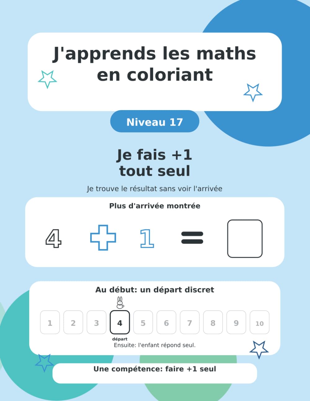 J'apprends les maths en coloriant: Niveau 17 - Je fais +1 tout seul