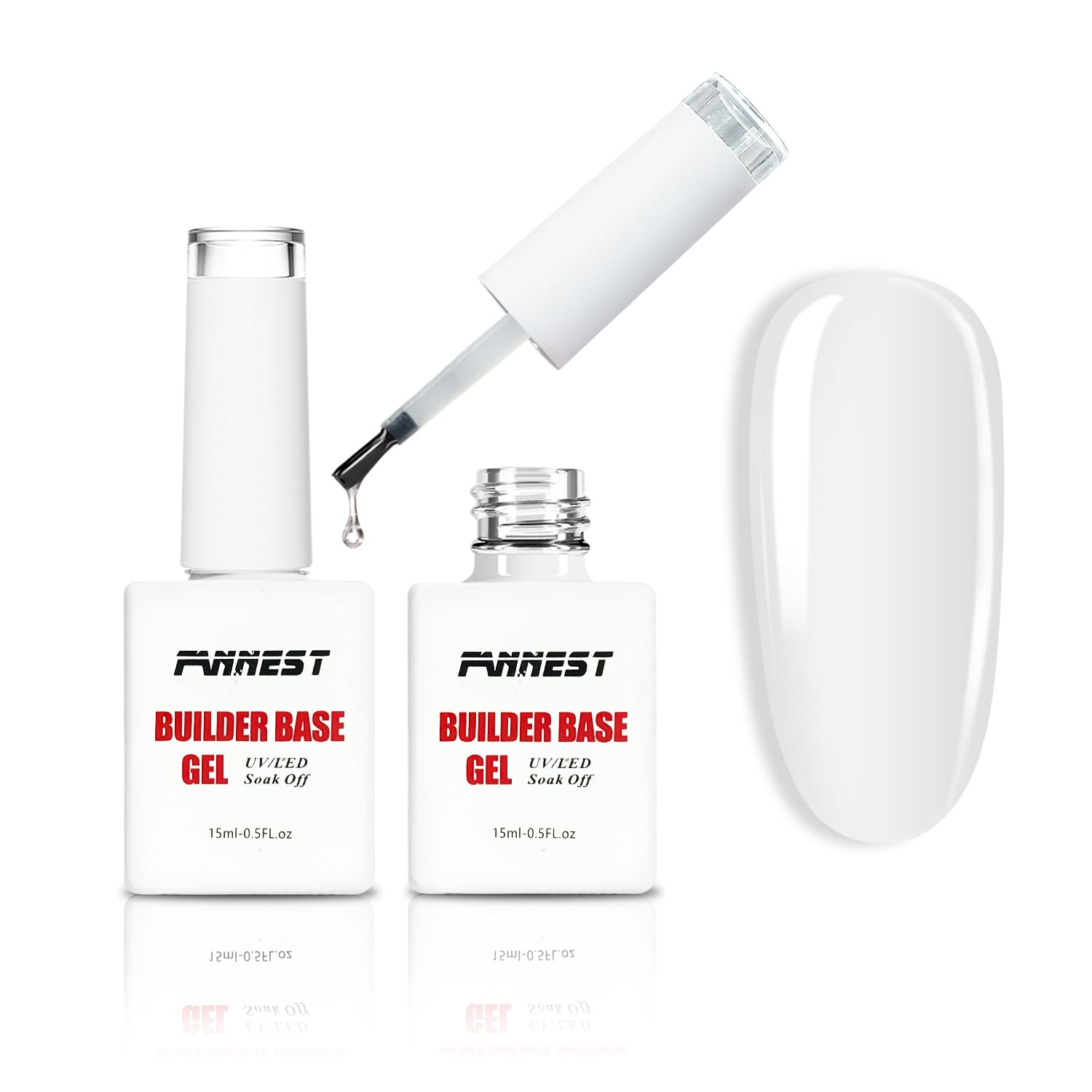 Clear Rubber Builder Base Gel Nail Polish Kit - 15ml*2pcs, 6-in-1 Self-leveling, Strengthener, Repair Gel in a Bottle - Soak Off UV LED with Rubber Base Coat