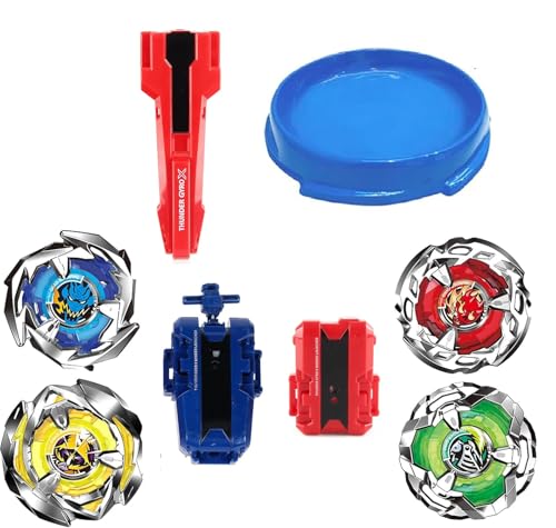 Image of Bestie Toys 4D Metal Fusion Clash of Tornado Speed Top Stadium Battle with 4 Beys&2 Launchers(Multicolor Color Stadium As per Stock) (Stadium with X Series 4top and Launcher)