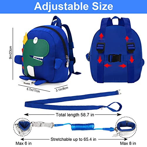 Accmor Toddler Harness Backpack With Leash, 4 In 1 Kid Dinosaur Backpacks With Anti Lost Wrist Link, Child Harnesses Leashes For Walking, Cute Toddler Back Pack Rope Tether For Boys Girls(Blue) #TOP2