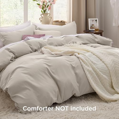 Bedsure Duvet Cover King Size - 3 Pieces Prewashed Cotton-Like Extra Soft Bedding Set, Includes 1 Duvet Cover 104x90 Inches with Zipper Closure & 2 Pillow Shams, Linen, Comforter Not Included - 2