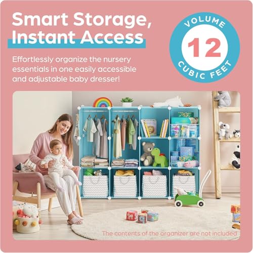 Image of YASONIC Plastic Wardrobe for Kids Clothes - Easy to Use Anti-Skid & Non-Slip Effective Professional, Plastic Cupboard for Kids, Foldable Almirah, Collapsible Wardrobe (White M4, 12 Door)