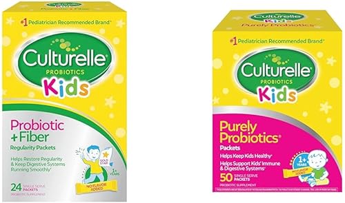 Culturelle Paquetes de probióticos + fibra para niños (mayores de 3 años), 24 unidades, salud digestiva y paquetes de probióticos puramente para