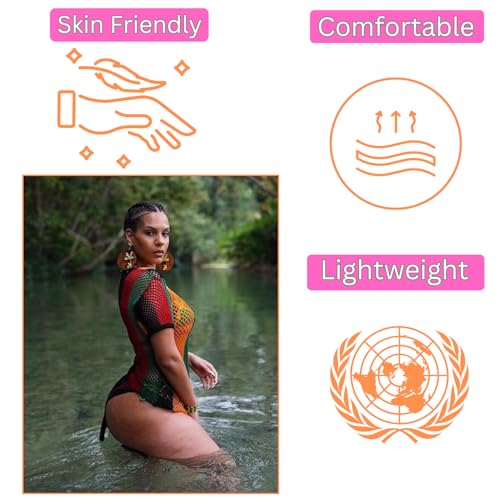 Clossy London Rasta Multicolour Work Dress Side Slit Ladies String mesh Fishnet Midi4