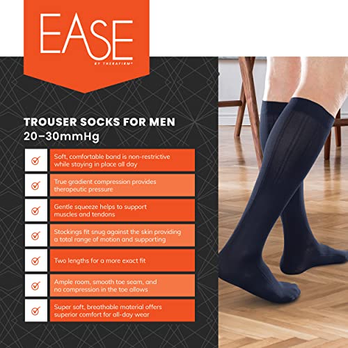 Ease Opaque Men's Trouser Socks with Moderate (20-30mmHg) Compression (Black, Large Long)4