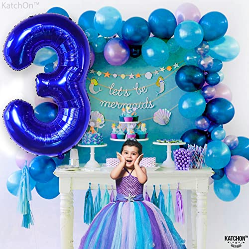 Image of KatchOn Royal Blue Number 3 Balloon 40 Inch, Birthday Decorations for Boys