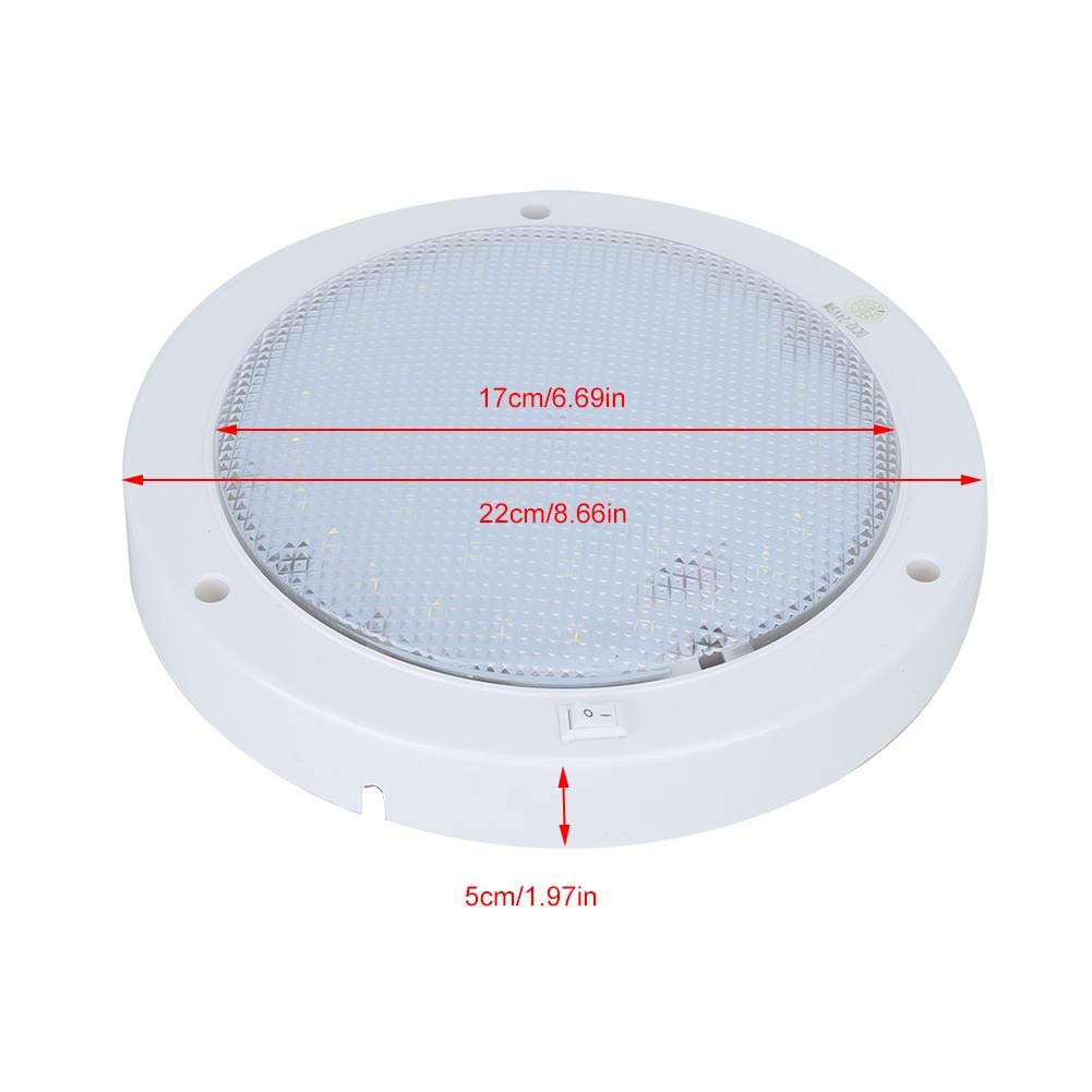 Akozon Deckenleuchte, 42 LEDs, 12 V, 9 W, 840 lm, rund, hohe Helligkeit, für Auto, Boot, Haus (warmweiß)