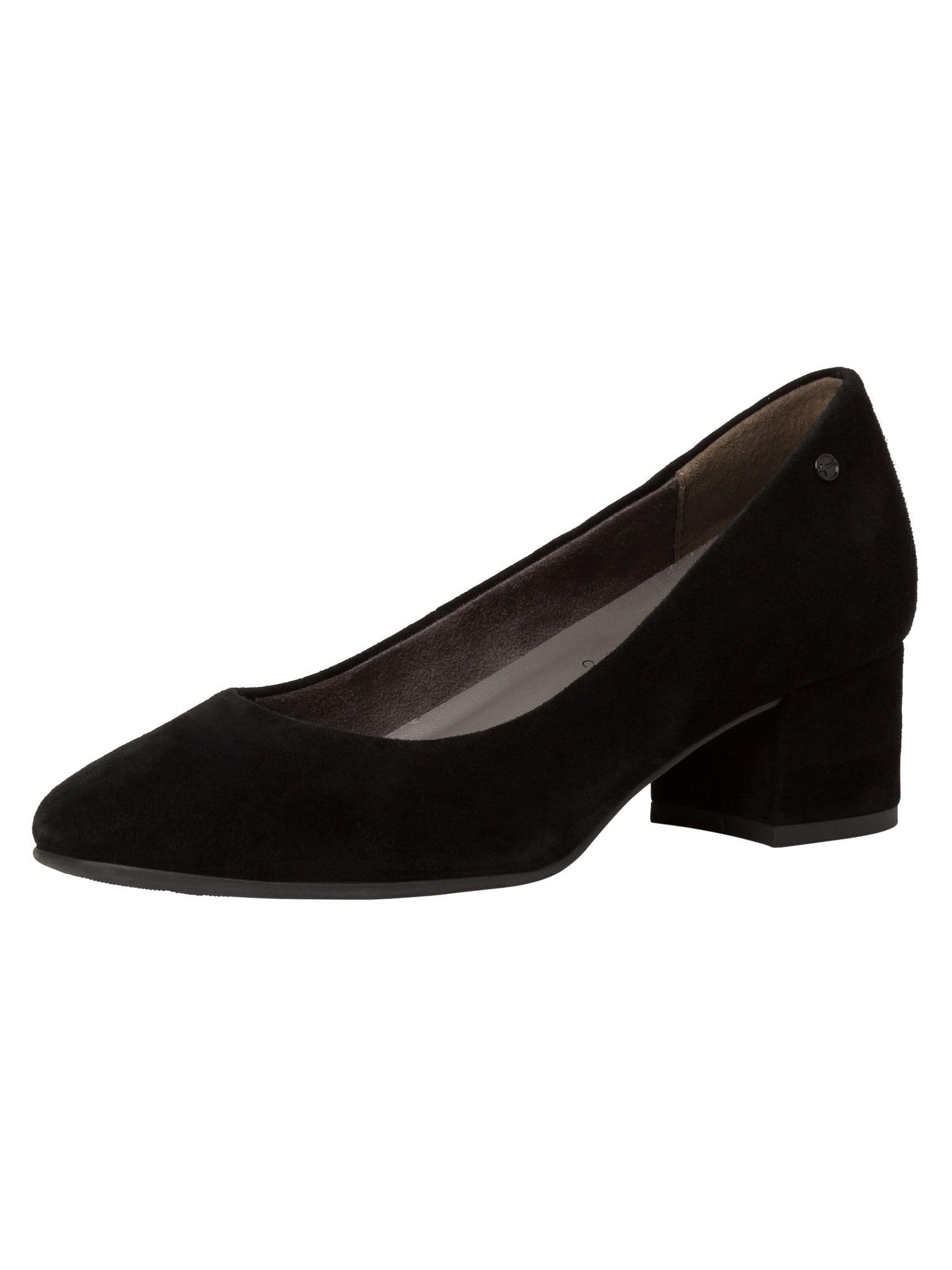 Tamaris Comfort Women’s Pumps Suede Low Heel Comfort Fit , Black, 5 UK