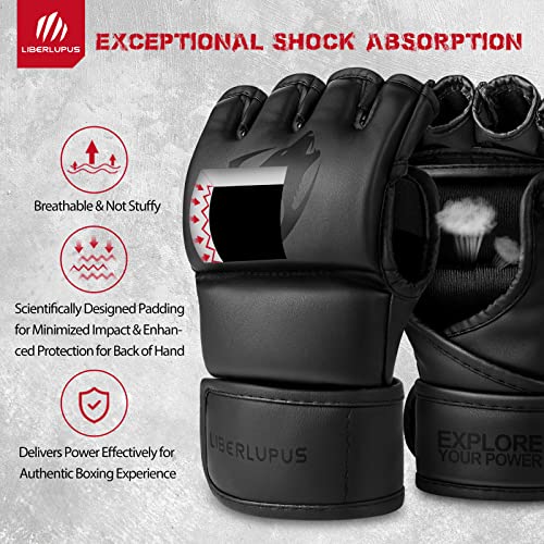 Liberlupus Mma Gloves For Men & Women, Martial Arts Bag Gloves, Kickboxing Gloves With Open Palms, Boxing Gloves For Punching Bag, Sparring, Muay Thai, Mma #TOP4