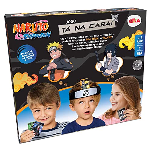 Elka Jogo Tá na Cara - Naruto Shippuden, (bandana preta c/prata), (fichas prata)