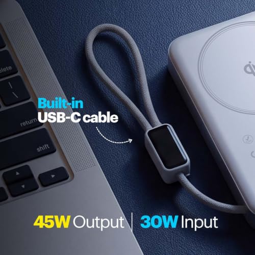 Image of Stuffcool Odin Plus 10000mAh Qi2.2 MagSafe Powerbank, 25W Wireless, 45W PD Wired, Built-in Type-C Cable, Stand & Digital Display, Charges iPhone 18 /18 Pro /Duo /Pixel 11 - 50% in 30 Mins Wirelessly