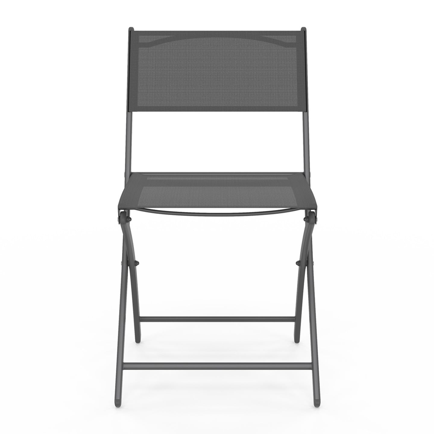 IDMarket - Lot de 4 chaises de Jardin Pliantes Bastia métal et textilène Gris Anthracite