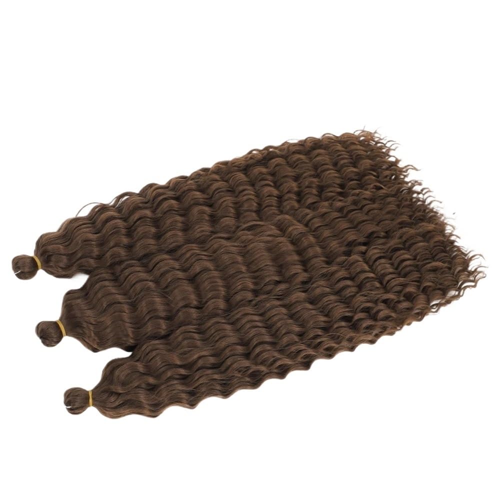 Zestaw 3 długich kręconych peruk, szydełkowe falowane włosy dla czarnych kobiet, głębokie warkocze do warkoczyków boho (9,30 cala-75 cm)