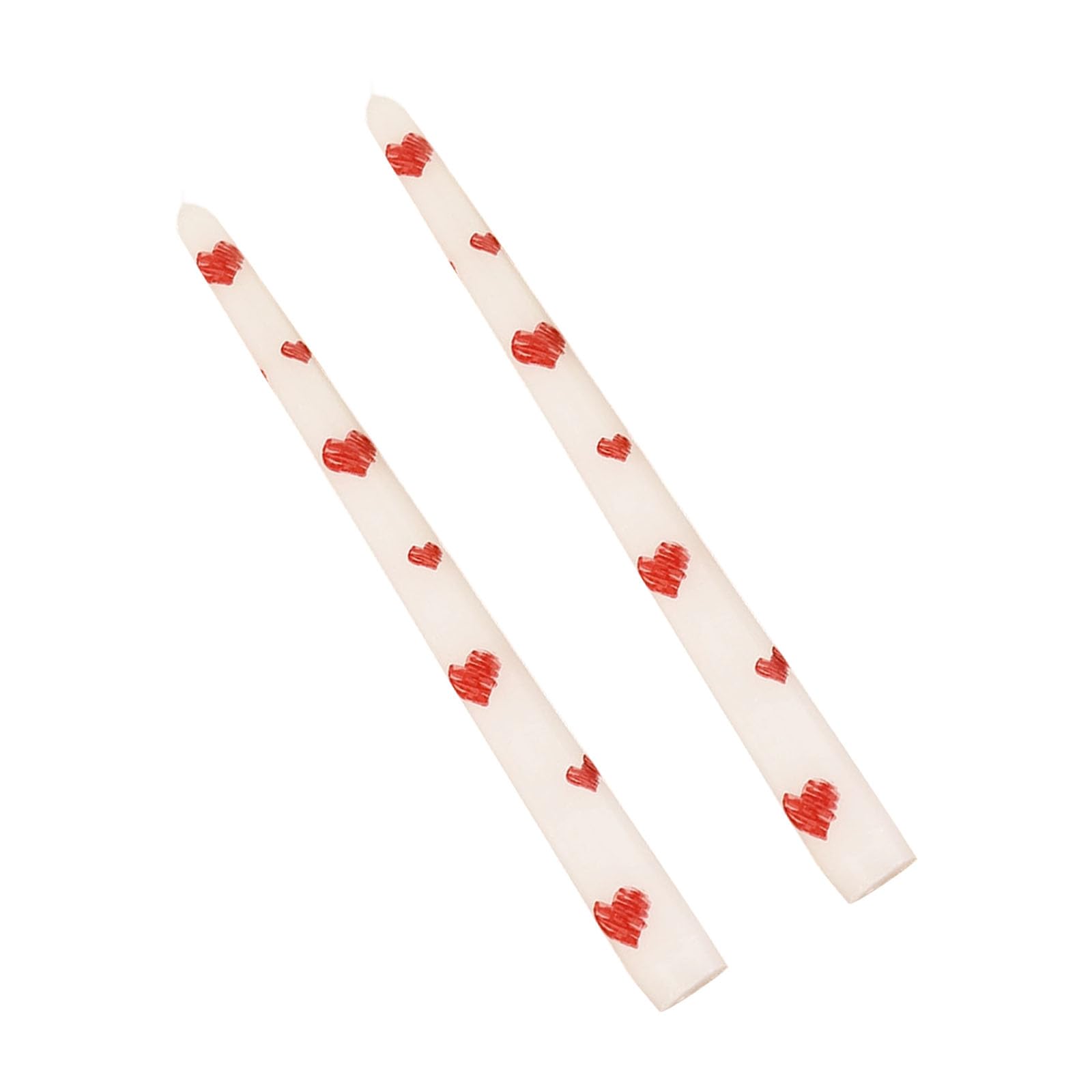 Printed Long Taper Candlesticks Heart Print Candled Unscented Candlestick Taper for Home Decors Heart Print Unscented Candlesticks Pattern