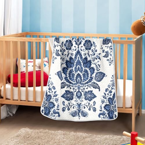 Kigai Blue White Flowers Baby Blanket for Boys Girls Swaddle Blankets Soft Cozy Receiving Blanket Nursery Crib Blankets for Toddler Newborn, 30 x 40 Inch 6