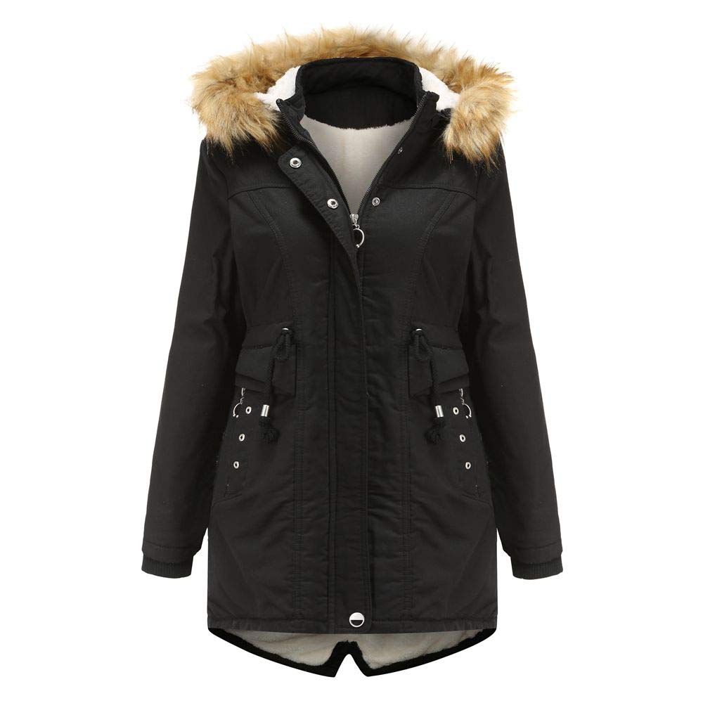 Veste d'hiver pour femme, parka d'hiver doublée en fourrure en peluche, veste en coton avec capuche et fermeture éclair pour l'hiver