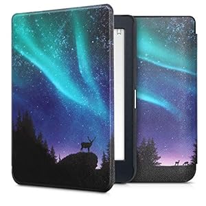 kwmobile hoes compatibel met Kobo Nia – Case voor e-reader in turquoise/blauw/zwart – Noorderlicht Hert