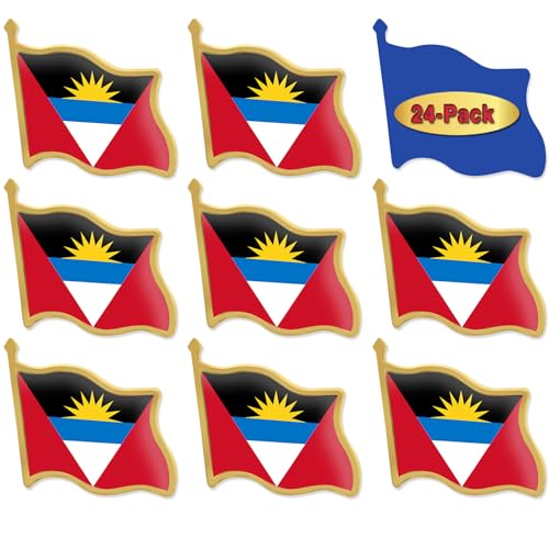 Image of 12 /24 /50 /100Pcs Antigua and Barbuda Flag Lapel Pins Bulk - Metal Antiguan Barbudan National Lapel Pin