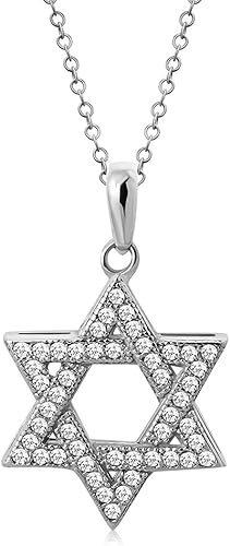 Miniatura 2 de Collar con colgante de plata de ley 925 con diseño de estrella de David blanca