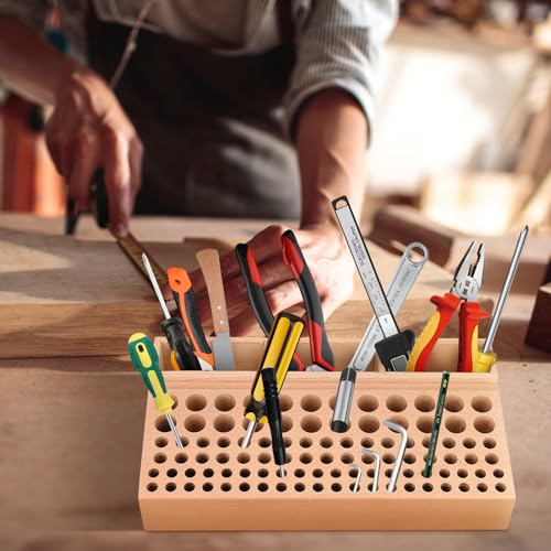 Amazon.com: Leather Working Tool Holder, 98 Holes Wooden Storage
