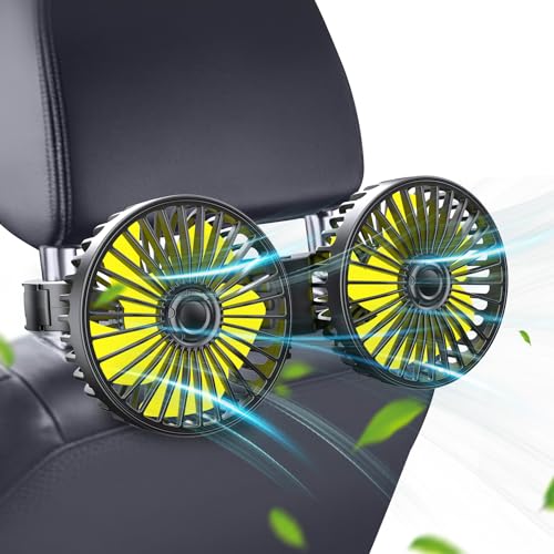 Image of Qidoe Car Fan, USB Car Seat Fans 3 Speeds Strong Wind for Vehicle Headrest and Rear Seat 5V Powerful Quiet Ventilation with Adjustable Clip Electric Auto Fans for Vehicles RV SUV Truck