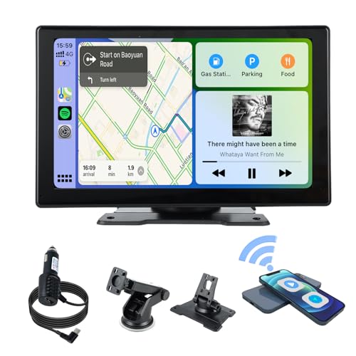 Wireless Carplay Display Android Auto Apple CarPlay Kompatibel BT Freisprecheinrichtung Spiegelung Mirror Link GPS Navigation Echtzeit Plug-and-Play Einbau Für Auto LKW SUV Oldtimer 9 Zoll