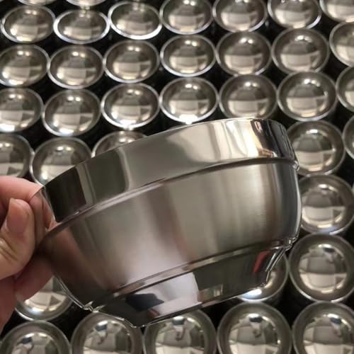 Vlwm 5個ステンレス製 耐熱 ボウル どんぶり 食器 ご飯碗 茶碗 ステンレス 耐熱 二重 老人と子供は適用されます (プラチナボウル,18cm)