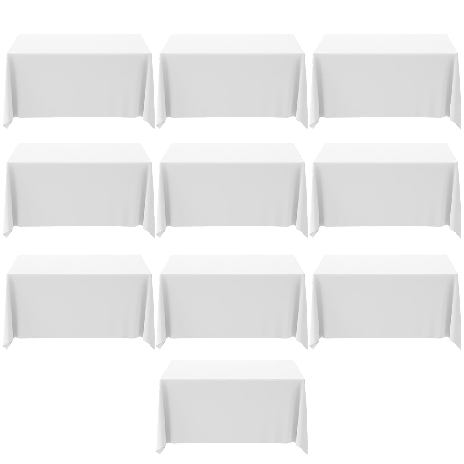 LEQEE Rectangle Tablecloth,10 Pack 90 * 156inch Stain and Wrinkle Resistant Polyester Table Cloth,Decorative Fabric Table Cover for Kitchen,Dinning,Party,Wedding Rectangular(White)