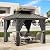 10'x10' Hardtop Gazebo, Heavy Duty Aluminum Permanent Hardtop Gazebo Outdoor Pavilion with Curtains and Netting for Garden (Gray, 10'x10')