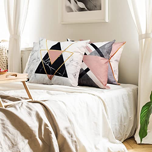 Oathene Set Of 4 Decorative Throw Pillow Covers Pink Gray Golden Nordic Geometric Linen Cushion Sofa Bedroom Car Home Decor 18 X 18 Inch.1365 #TOP2