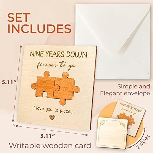 9 Year Anniversary Card for Husband Wife - 9 Year Anniversary Wooden Gifts for Boyfriend Girlfriend, 9th Anniversary Wood Gift for Him Her, Happy Wedding Anniversary Cards for Couple - Image 3