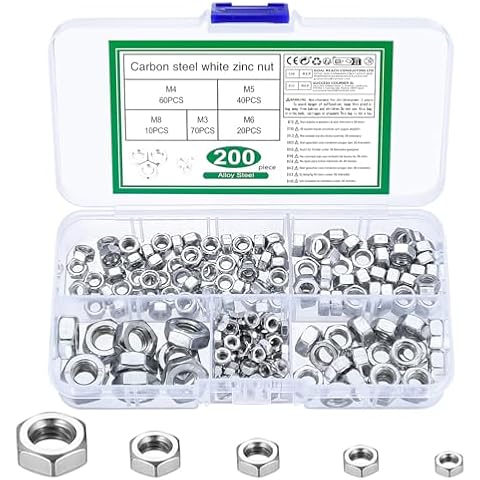 200 Pcs Metric Hex Nut Set Cover