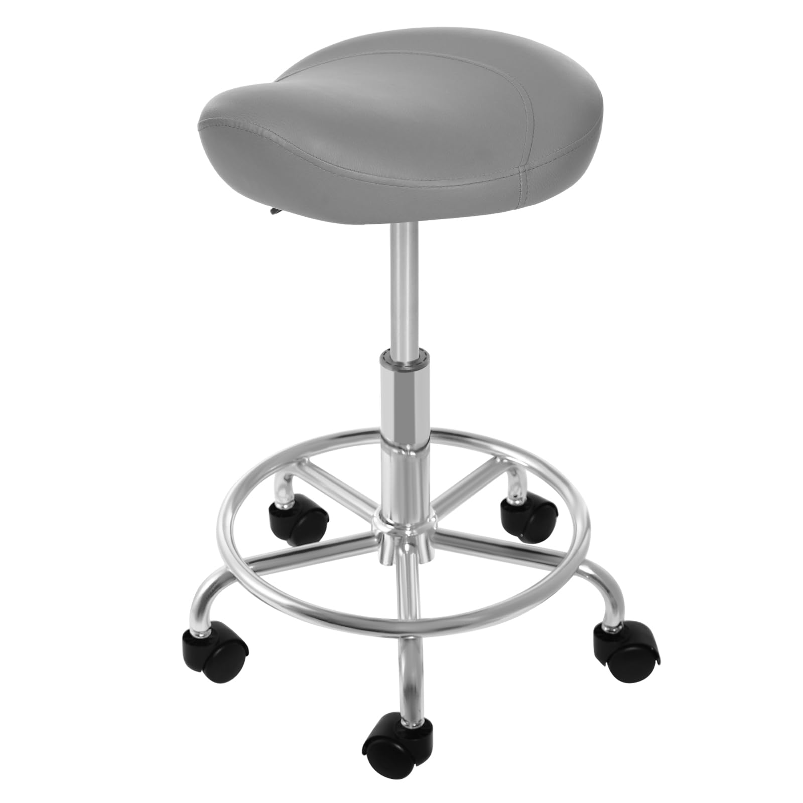 Sedia a rotelle, sella sgabello, sgabello ergonomico con ruote, cuscino morbido e confortevole regolabile idraulicamente per soggiorno, salone di tatuaggi, spa, ufficio domestico, dentista