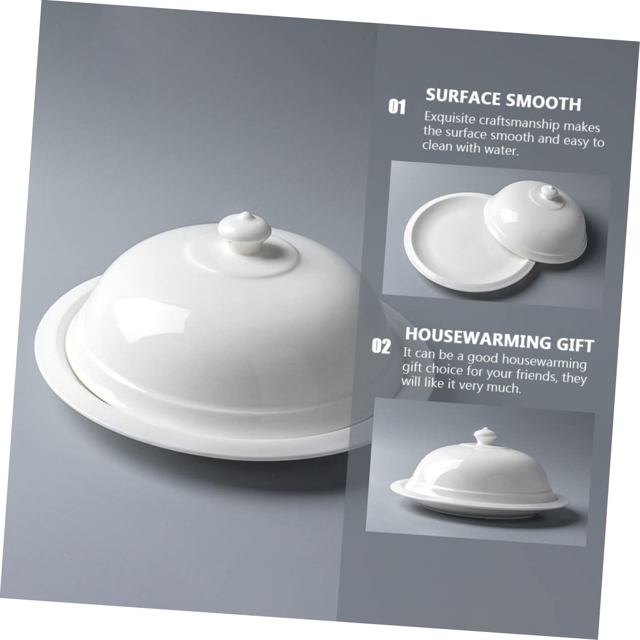 Cabilock Avec Cloche Porcelaine Plateau De Service Apéritifs Plat Pizza Fromage Pour Beurre Décoratif Frais Vaisselle Gardien Comptoir Steak Salade À La Française Noël Mariage