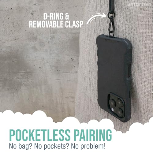 Image of Smartish iPhone 16 Pro Max MagSafe Case with Crossbody Lanyard Strap - Gripzilla - [Slim + Protective] Magnetic Armor Case with Universal Detachable Shoulder Neck Strap - Black Tie Affair