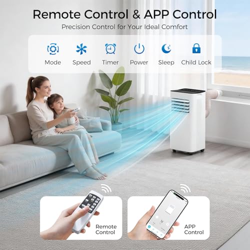 Image of 16000 BTU Portable Air Conditioner for Large Rooms & Bedrooms up to 850 Sq.Ft, Ultra Quiet 40dB Smart WiFi AC, 5-in-1 Cooling with Dehumidifier, Fan, Sleep Mode & Timer