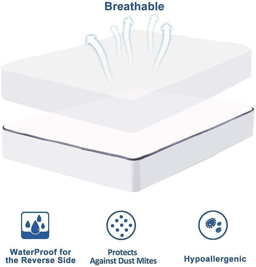 Miniatura 8 de WhatsBedding - Protector de colchón tamaño Cal-King a prueba de agua de algodón con relleno alternativo y acolchado (Protector de colchón Cal-King,