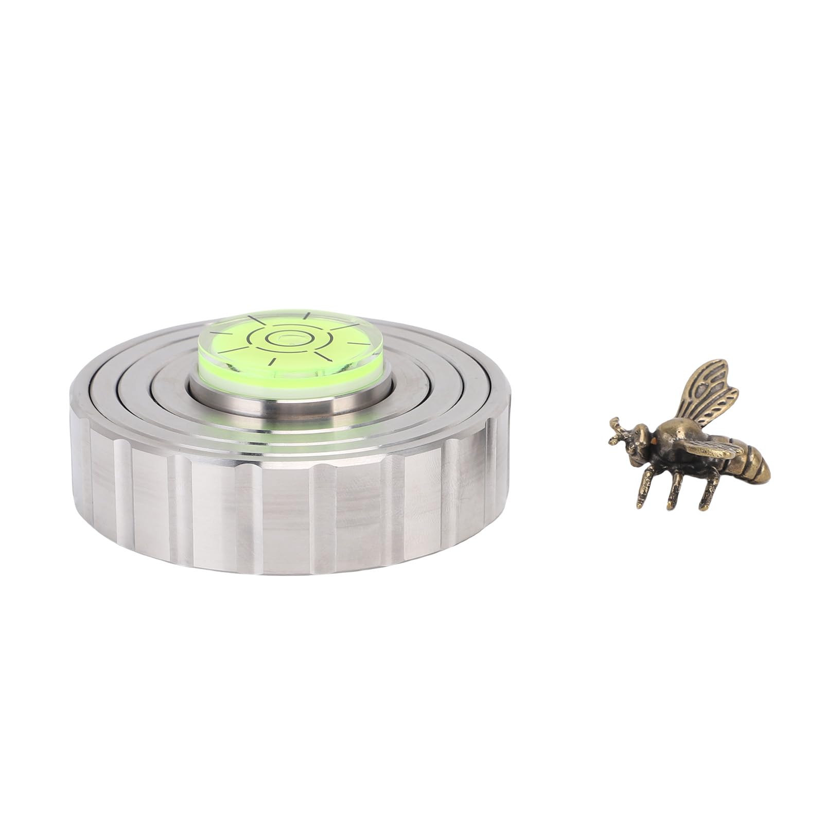 Tissting Stabilizzatore Peso Vinile con Livella a Bolla - Peso Regolabile 3 Anelli per Giradischi, Migliora Stabilità e Qualità Audio