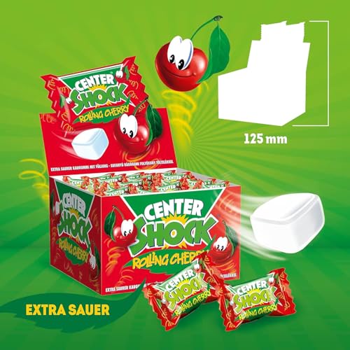 Center Shock Rolling Cherry, Box mit 100 Kaugummis, extra-sauer mit Kirsch-Geschmack, geeignet für Geburtstag, Pinata, Candy-Bar… – Ansicht 4