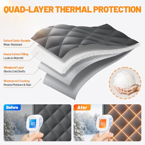 Magnetic Insulated Door Curtain Fits 36"x82" Doors - Thermal Door Cover for Winter with Clear Window, Window Insulation Kit & Doors Draft Stopper to Keep Cold Air Out for Front Doorway Home - Black - image 5